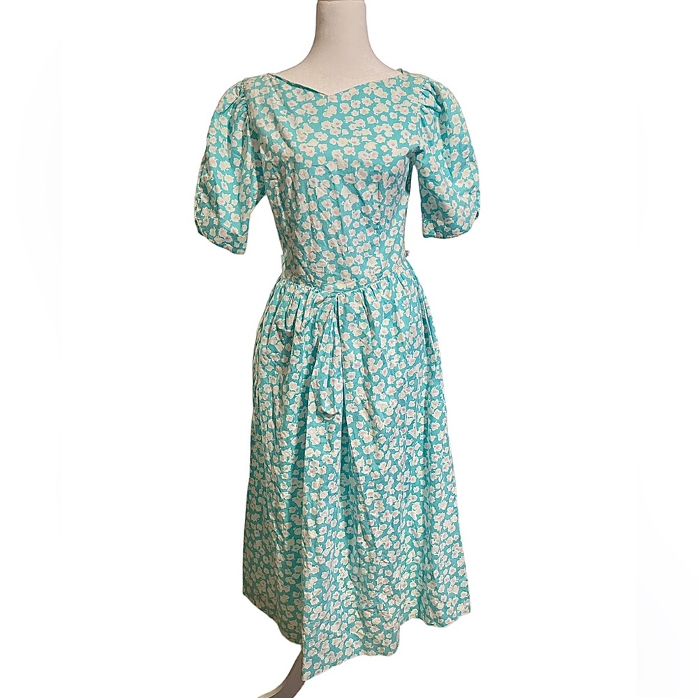 Vintage Lanz Originals Floral Dot Prairie Cottage Pastel Dress